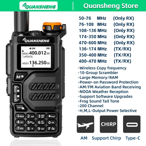 Quansheng UV K5 Walkie Talkie Long Range Am Fm Communication Two Way Radio Receiver ham Amateur Wireless Set transceiver Station