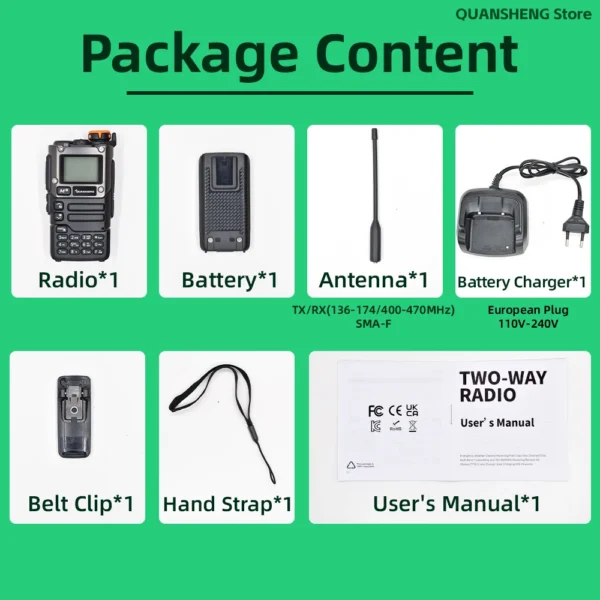 Quansheng UV K5 8 Walkie Talkie Am Fm Communication Two Way Radio Receiver Ham Amateur Long Range Wireless Set Transceiver - Imagem 6