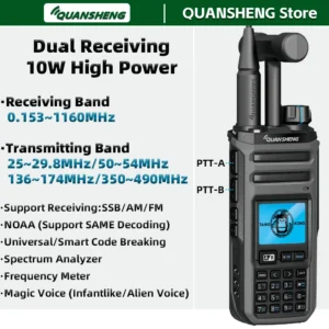 Quansheng TK11 5 Walkie Talkie Long Range 10W Two Way Radio Ham CB Shortwave NOAA SSB AM FM Amateur Transceiver Wireless set